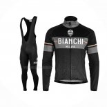 2019 Maillot Cyclisme Bianchi Milano XD Noir Gris Manches Longues Et Cuissard