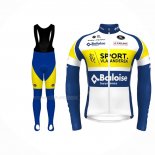 2022 Maillot Cyclisme Sport Vlaanderen-baloise Bleu Jaune Manches Longues Et Cuissard