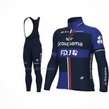 2023 Maillot Cyclisme Groupama-FDJ Profond Bleu Manches Longues Et Cuissard