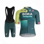 2024 Maillot Cyclisme Bora-Hansgrone Vert Negro Manches Courtes Et Cuissard