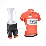 2014 Maillot Cyclisme Lotto Belisol Orange Manches Courtes Et Cuissard