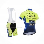 2014 Maillot Cyclisme Tinkoff Saxo Bank Bleu Vert Manches Courtes Et Cuissard