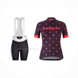 2021 Maillot Cyclisme Femme Trek Violet Orange Manches Courtes Et Cuissard