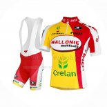 2013 Maillot Cyclisme Wallonie Bruxelles Jaune Rouge Manches Courtes Et Cuissard
