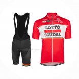 2017 Maillot Cyclisme Lotto Soudal Rouge Manches Courtes Et Cuissard