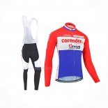 2019 Maillot Cyclisme Corendon Circus Rouge Blanc Bleu Manches Longues Et Cuissard