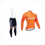 2020 Maillot Cyclisme Euskadi Murias Orange Manches Longues Et Cuissard