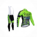 2020 Maillot Cyclisme Tinkoff Saxo Bank Vert Camo Manches Longues Et Cuissard