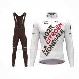 2021 Maillot Cyclisme Ag2r La Mondiale Blanc Manches Longues Et Cuissard