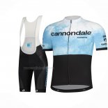 2021 Maillot Cyclisme Cannondale Bleu Clair Noir Manches Courtes Et Cuissard