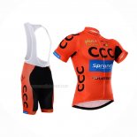 2015 Maillot Cyclisme CCC Noir Orange Manches Courtes Et Cuissard