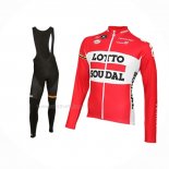 2016 Maillot Cyclisme Lotto Soudal Blanc Rouge Manches Longues Et Cuissard