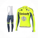 2016 Maillot Cyclisme Tinkoff Vert Gris Manches Longues Et Cuissard
