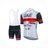2021 Maillot Cyclisme UAE Blanc Manches Courtes Et Cuissard