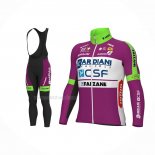 2022 Maillot Cyclisme Bardiani Csf Faizane Vert Violet Manches Longues Et Cuissard