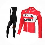 2015 Maillot Cyclisme Lotto Soudal Rouge Blanc Manches Longues Et Cuissard