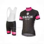 2018 Maillot Cyclisme Bianchi Nevola Noir Rose Manches Courtes Et Cuissard