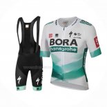 2020 Maillot Cyclisme Bora-Hansgrone Blanc Vert Manches Courtes Et Cuissard