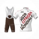 2022 Maillot Cyclisme Ag2r La Mondiale Blanc Marron Manches Courtes Et Cuissard