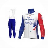 2022 Maillot Cyclisme Groupama FDJ Rouge Bleu Manches Longues Et Cuissard