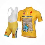 2014 Maillot Cyclisme Astana Jaune Manches Courtes Et Cuissard