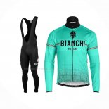 2019 Maillot Cyclisme Bianchi Milano XD Bleu Gris Manches Longues Et Cuissard