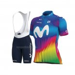 2020 Maillot Cyclisme Femme Movistar Multicolore Manches Courtes Et Cuissard
