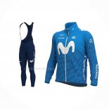 2021 Maillot Cyclisme Movistar Bleu Manches Longues Et Cuissard