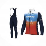 2024 Maillot Cyclisme Jayco AlUla Bleu Orange Manches Longues Et Cuissard